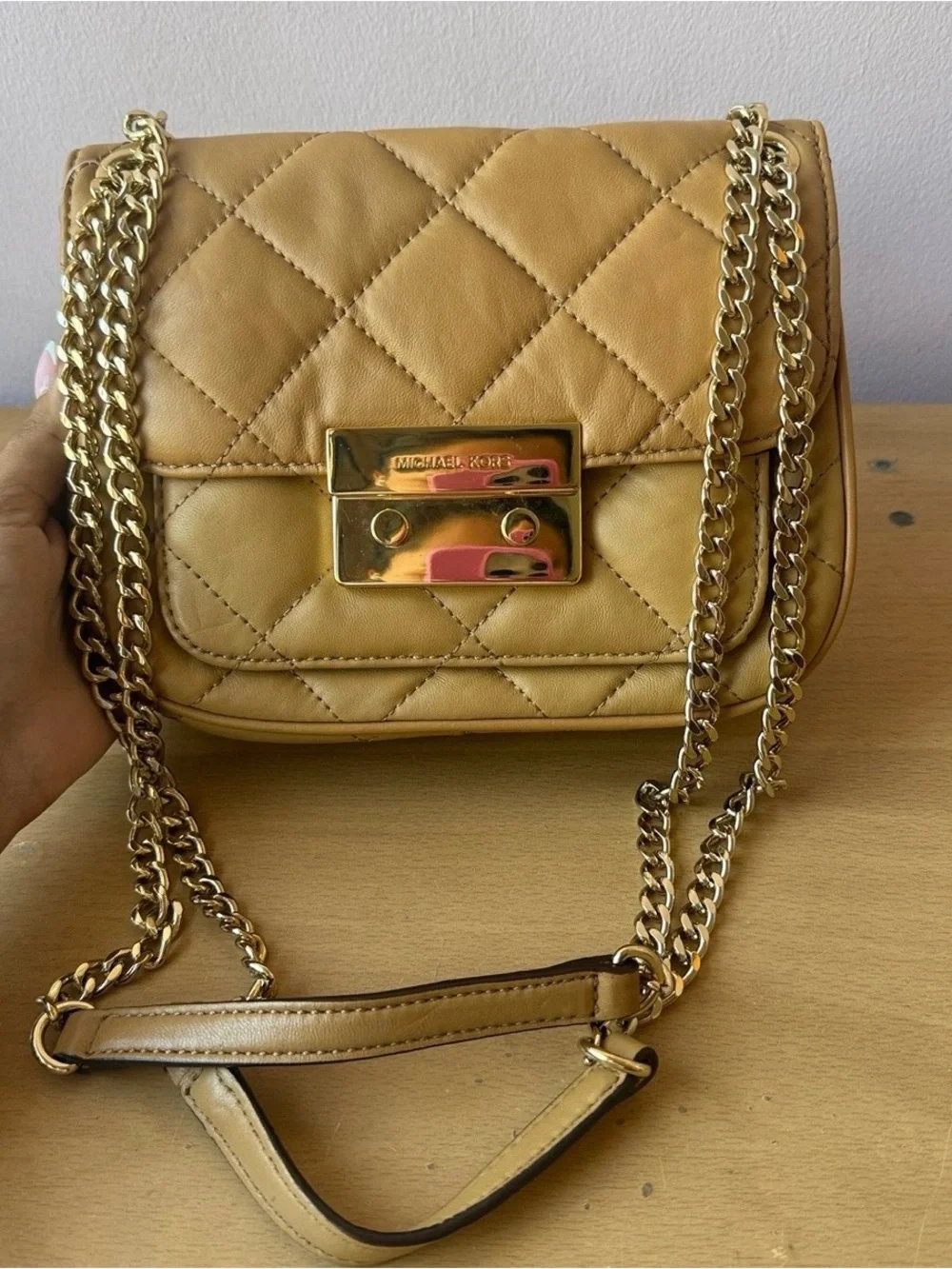 Brand New Michael Kors Quilted Tan Crossbody Bag